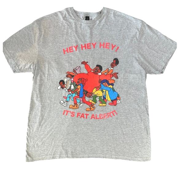 Fat Albert Hey Hey Hey Cartoon Print Men's Size 2XL Vintage Y2K Gray T-Shirt - Picture 1 of 11